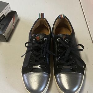 Sleek Black and Silver Women's Athletic Sneakers